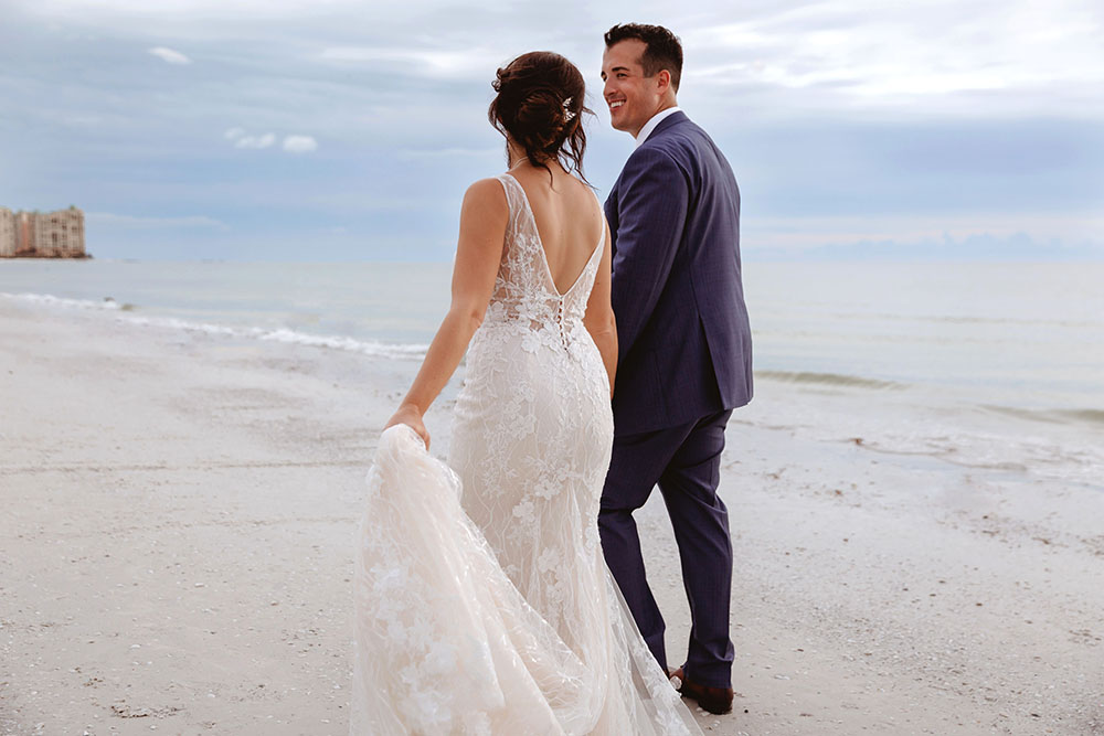 Naples Wedding Photographer, couple walking on the beach