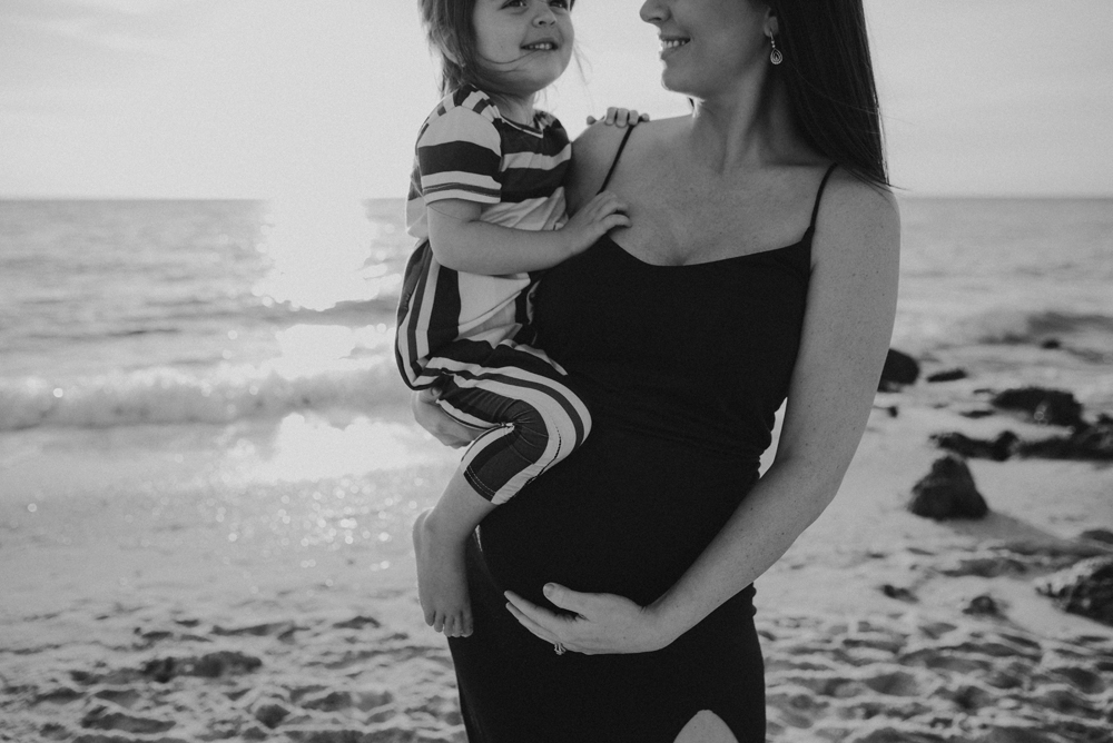 Naples Family Photographer, pregnant mother holding little girl