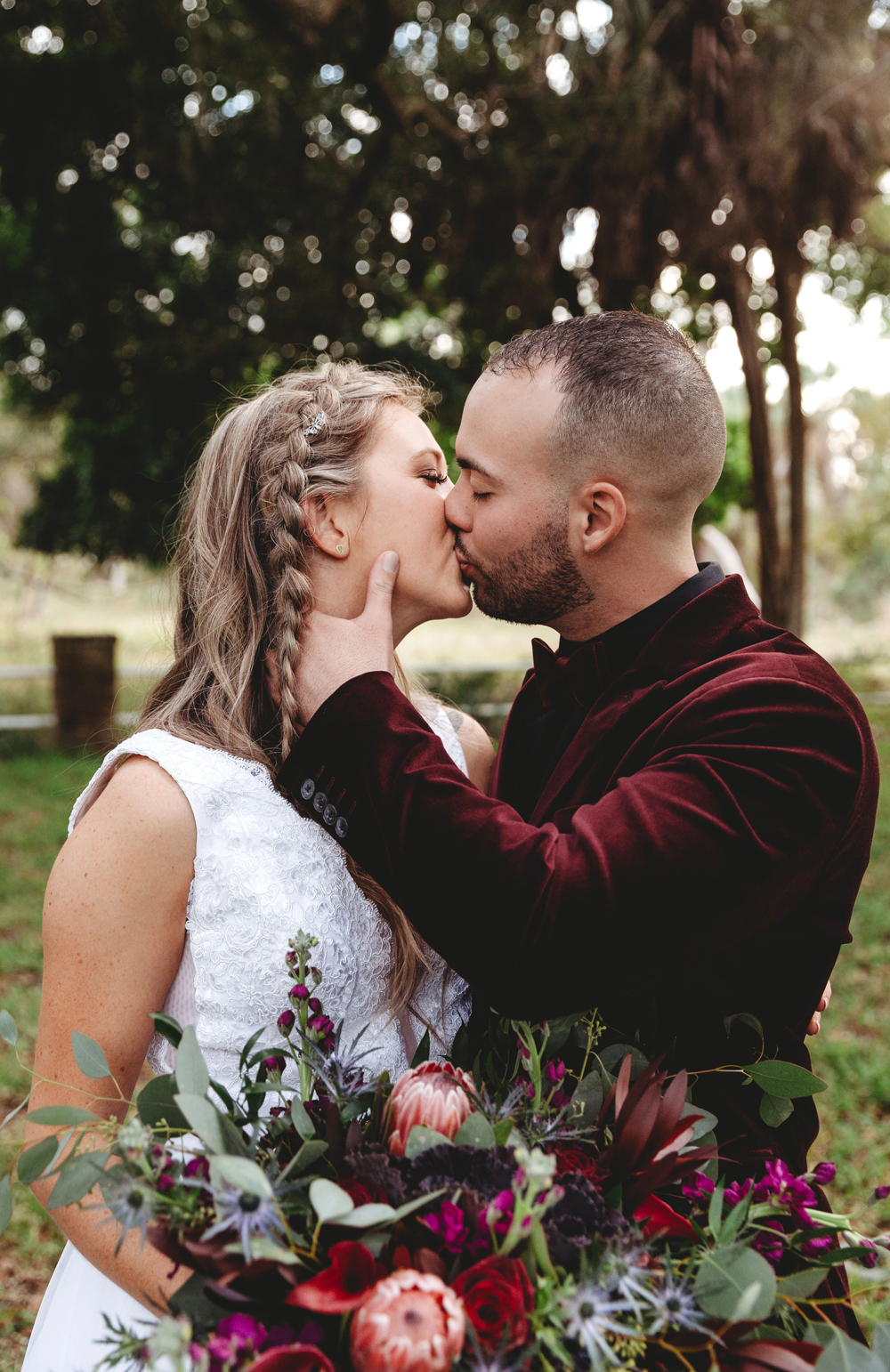 Naples Wedding Photographer, groom kissing bride