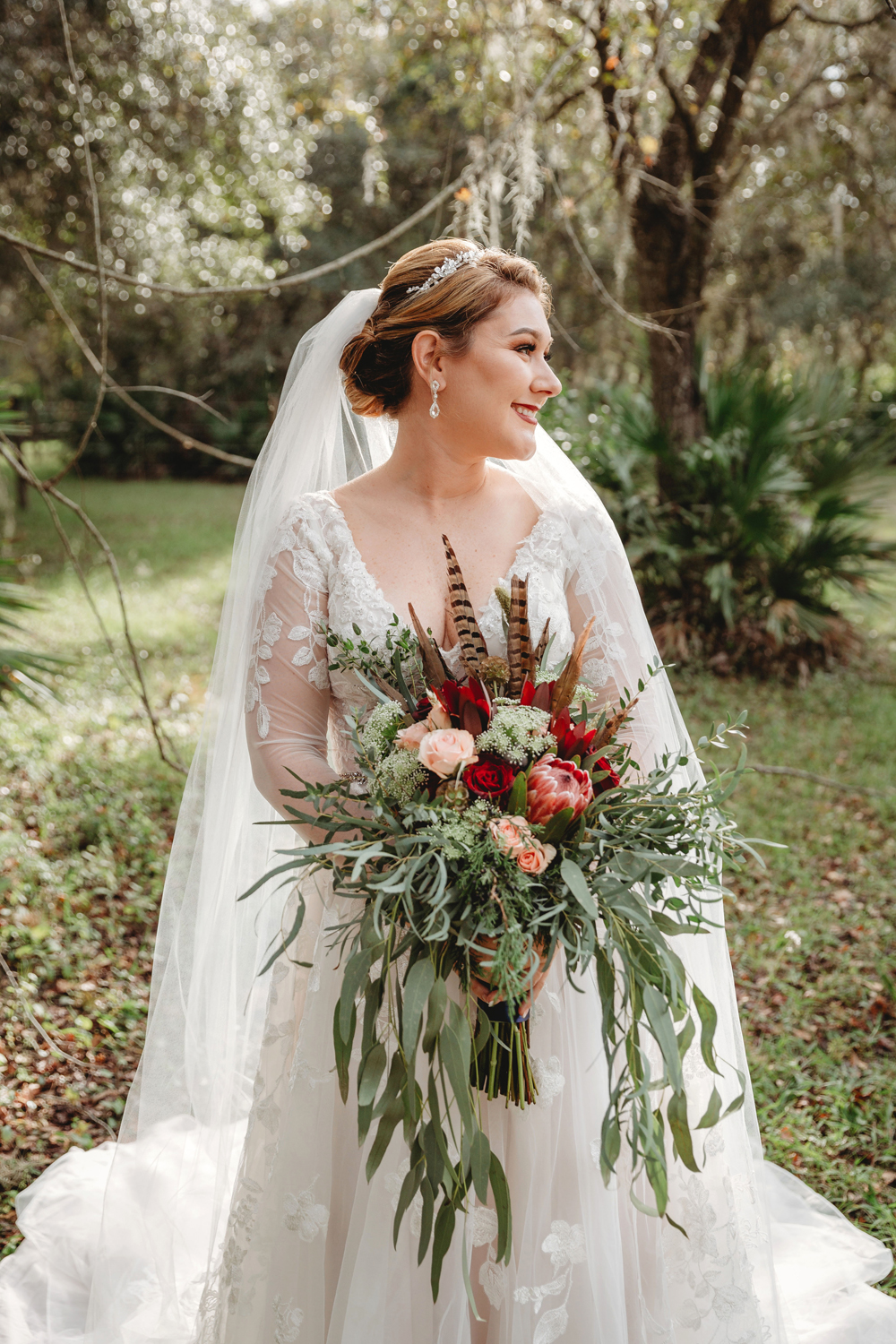 Naples Wedding Photographer, bride with large bouquet